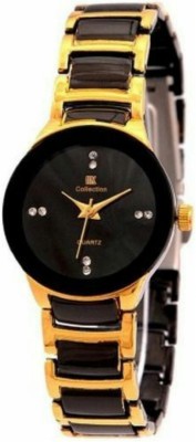 IIK Collection 02 black golden party wear watch casual formal lokk like awsome watch for girl Watch  - For Girls   Watches  (IIK Collection)