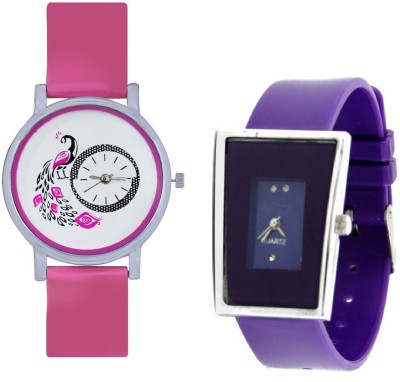INDIUM NEW LEATHER PURPLE COLOR WITH MOVABLE DIAMOND WATCH WITH PEACOCK WATCH FANCY LATEST COLLECTION FROM PLANET ZONE Watch  - For Girls   Watches  (INDIUM)