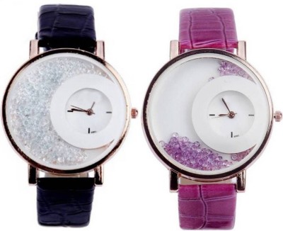 View Piu collection PC _ Maxre Black & Purple Moving Diamond Beds Watch Watch  - For Girls  Price Online