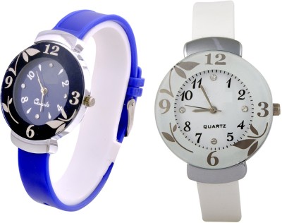 Rj creation D001 New year 2018 ladies Blue and White watch combo Watch  - For Girls   Watches  (RJ Creation)