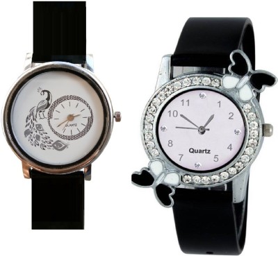 INDIUM NEW BLACK BUTTERFLY AROUND TWO SIDE OF THE WATCH WITH PEACOCK DESIGN WATCH COLLECTION FRO PLANET ZONE Watch  - For Girls   Watches  (INDIUM)