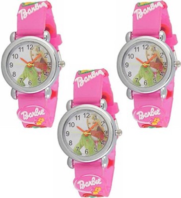 View good friends new stylish Barbie Pink Limited Edition Designer Analog Combo Watch For kid/Girls pack of 3 and also for good gift Watch  - For Girls  Price Online