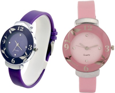 Rj creation D001 Glory new stylish ladies Purple and Pink watch combo Watch  - For Girls   Watches  (RJ Creation)