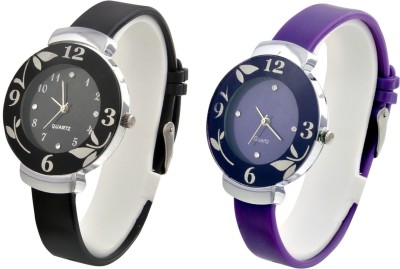 Rj creation D001 Fashionable new 2018 ladies Black and Purple combo Watch  - For Girls   Watches  (RJ Creation)