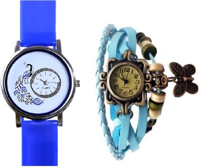 View INDIUM NEW SKY BLUE WATCH WITH BUTTERFLY WATCH WITH PEACOCK WATCH LATEST DESIGN FROM PLANET ZONE WATCH WAREHOUSE Watch  - For Girls  Price Online