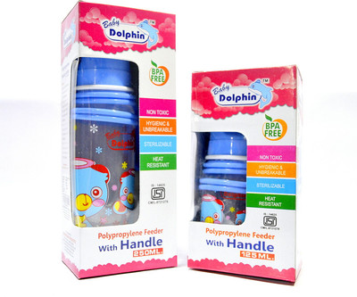 

Dolphin Baby Products Feeder Bottle With Handle Combo - 250 ML & 125 ML - 250 ml(Blue)