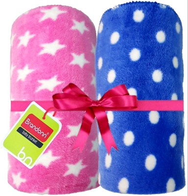BRANDONN Polka Single Swaddling Baby Blanket for  AC Room(Polyester, Pink, ROYAL BLUE)