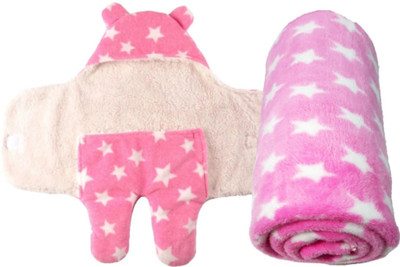 

BRANDONN Polka  Swadding Baby Blanket(Polyester, Pink