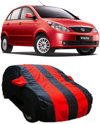 ReeTech Car Cover For Tata Indica Vista (With Mirror Pockets)(Black, Red)