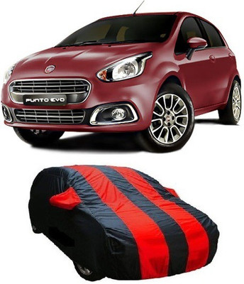 Bombax Car Cover For Fiat Punto Evo (With Mirror Pockets)(Red, Black)