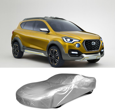 Red Silk Car Cover For Datsun Go (Without Mirror Pockets)(Grey)