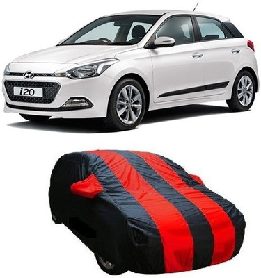 Red Silk Car Cover For Hyundai Elite i20 (With Mirror Pockets)(Black, Red)
