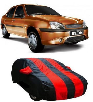 HD Eagle Car Cover For Ford Ikon (With Mirror Pockets)(Black, Red)