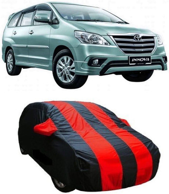 AUTOKIT Car Cover For Toyota Innova (With Mirror Pockets)(Red, Black)