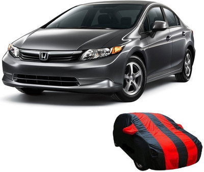 Z Tech Car Cover For Honda Civic (Without Mirror Pockets)(Black, Red)