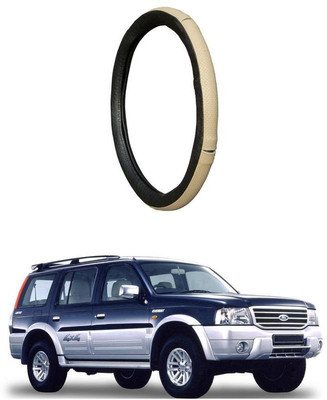AUTO PEARL Steering Cover For Ford Endeavour(Diamond Beige Black, Leatherite)