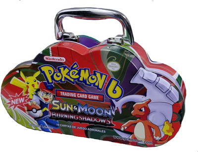 

Emob Pokemon B Sun & Moon Burning Shadows Trading Card Game Multicolor Cartoon Metal Tin Pack with 82 Trading & 30 Booster Cards Set(Multicolor)