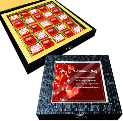 

Mystik Valentine's Red Heart Gift Box-For Him-For Her-25PC Chocolate Brittles(300 g)