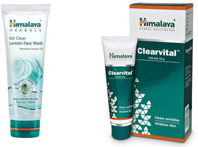 

Himalaya oil clear lemon face wash, clearvital face cream(Set of 2)