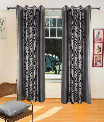 

Zesture 211 cm (7 ft) Polyester Door Curtain (Pack Of 2)(Motif, Silver)