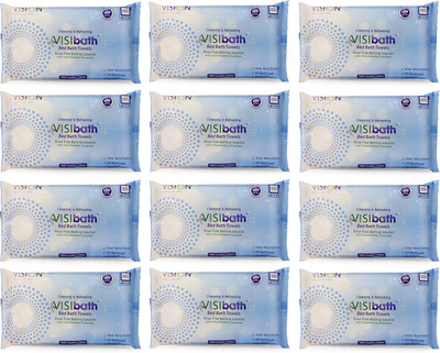 

Visibath Large Size Bed Bath Towel ( 10N per pack ) Cleansing & Refreshing wipes (320mmx320mm) Set Of 12 Packs(Pack of 12)