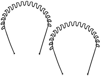IDHA ZigZag Wave Hairband - Set of 2 (UNISEX) Hair Band(Black)