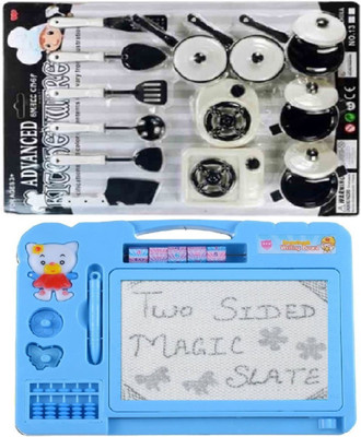 

New Pinch Kitchen Play Set with drawing Double Side Magic Slate(Multicolor)