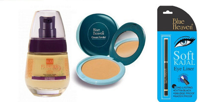 

Blue Heaven florina foundation,cream to powder compact with soft kajal(Pack of 3)