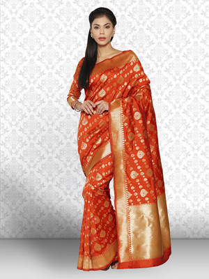 Divastri Woven Kanjivaram Silk Blend Saree(Red)