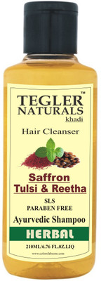 

Tegler Naturals Khadi Saffron Tulsi & Reetha Herbal Shampoo (210ml) -(SLS-Paraben Free)(210 ml)