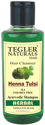 

Tegler Naturals Khadi Henna Tulsi Herbal Shampoo (210ml) -(SLS-Paraben Free)(210 ml)
