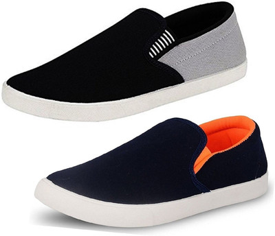 

Genial SLV-GREY/SLV-ORNG Slip On Sneakers For Men(Multicolor