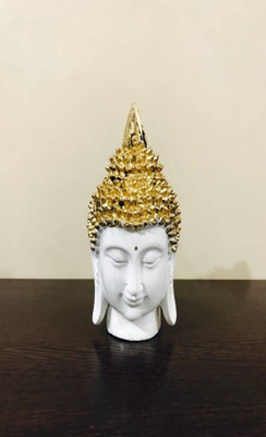 

Gaba Trend Meditating Buddha Head Decorative Showpiece - 18 cm(Polyresin, White, Gold)