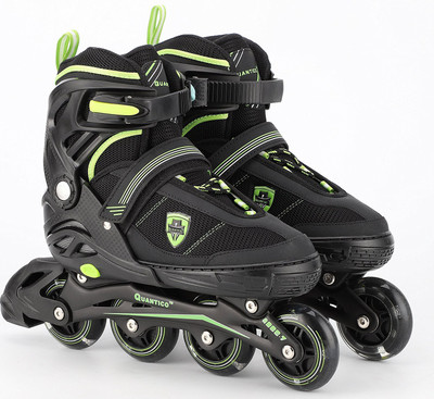 

QUANTICO With PU Flashing Wheel & 1 Year warranty In-line Skates - Size 3.5-5.5 UK(Multicolor), Green;black