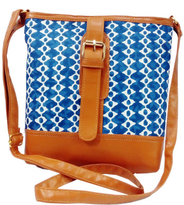

Panache Women Casual Blue, Brown Cotton, Leatherette Sling Bag