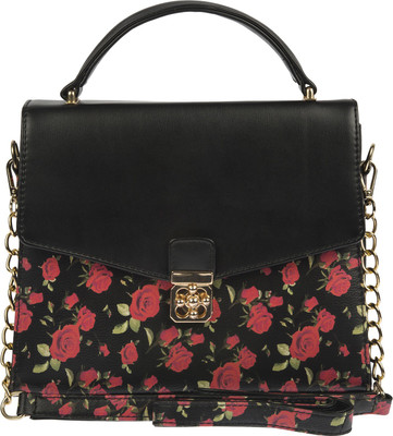 Peperone Women Evening/Party Black PU Sling Bag