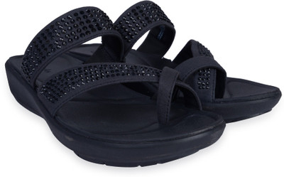 

Clarks Wave Bright Black Synthetic Slippers