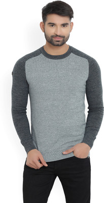 Superdry Solid Round Neck Casual Men Blue Sweater