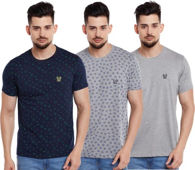 VIMAL JONNEY Self Design, Geometric Print Men Round Neck Blue, Grey T-Shirt