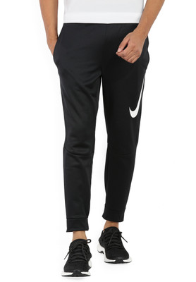 nike solid men black track pants