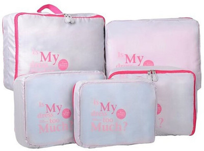 

Shopybucket 5 In 1 Waterproof Clothes Storage Bag Packing Cube Travel Luggage Organizer Bags (Pack of 5) Travel Toiletry Kit(White)