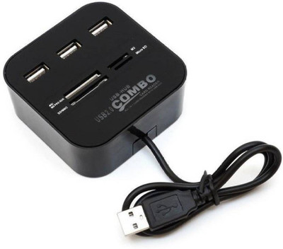 

Macngrid 3 Ports USB Hub Combo 2.0 Micro Card Reader High Speed Multi USB Splitter All In One for PC Computer Accessories Notebook Hubs USB Hub, Card Reader(Black)