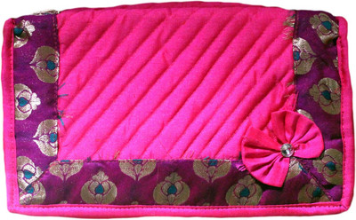 

ShopyBucket Brand New Bow Heavy Quilted Fabric Jewellery Organizer Box Jewellery, Makeup Vanity Box(Pink)