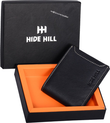

hide hill Men Black Genuine Leather Wallet(9 Card Slots)