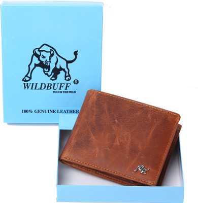 

Wild Buff Men Casual Brown Genuine Leather Wallet(5 Card Slots), Tan