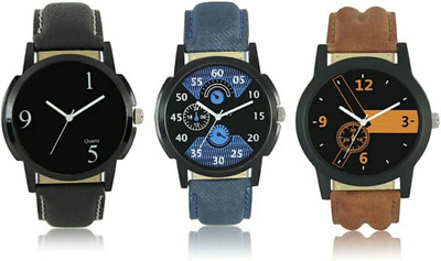 

victance lorm1-2-6 multicolor dial and leather belt stylist analogue watch combo for boys and men Watch - For Men