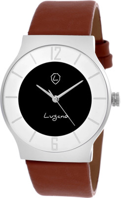 

Lugano LG 1095 Slim White Brn Leather Watch - For Boys & Girls