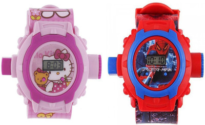 

Mettle Hello kitty & Spiderman Kids Projector Watch MT-KDW-1701-HK-SM Watch - For Boys & Girls Watch - For Boys & Girls