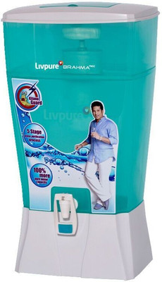 Livpure Brahma Neo 24 L Gravity Based Water Purifier(White, Sea Green), Sea green;white