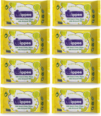 

Wippee 30N Usable Baby Wipes With Almond Oil ( Pack Of 10)(10 Pieces)